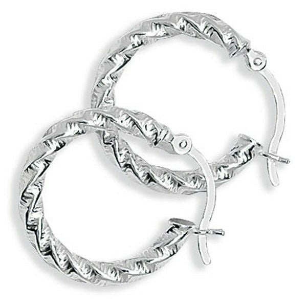 Sterling Silver Hoop Earrings 20mm Creole 925 Hallmarked Twist British Made