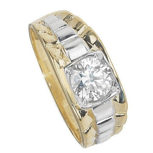 Men's Solitaire Watch Strap Ring 9ct Gold Gents 375 Hallmarked Sizes Q - Z