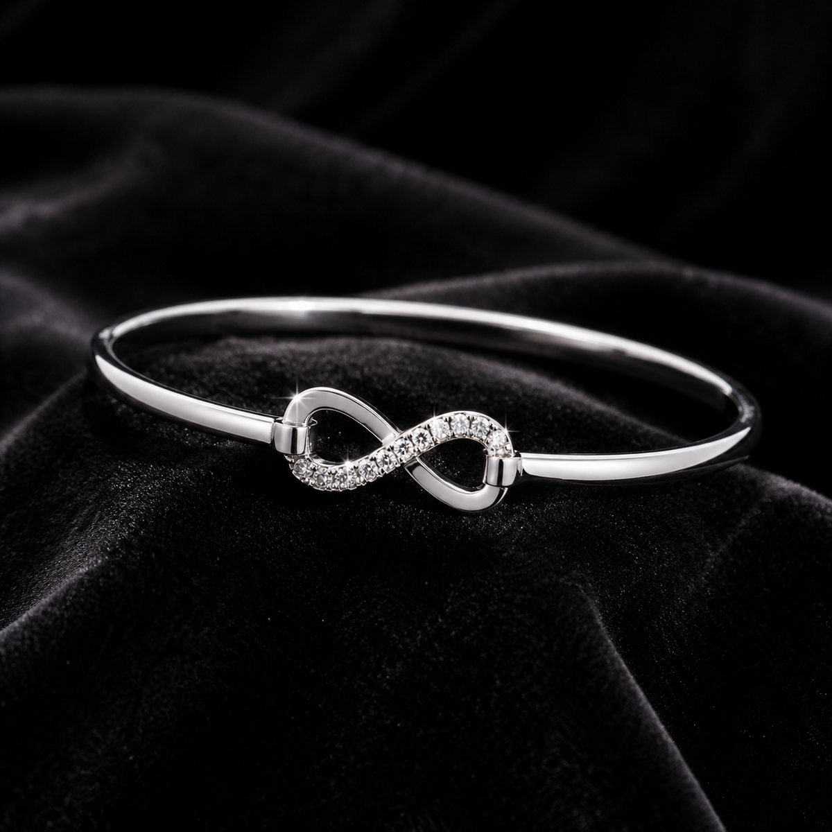 Sterling Silver Infinity Bangle Gemstone British Made Hallmarked Brand New 