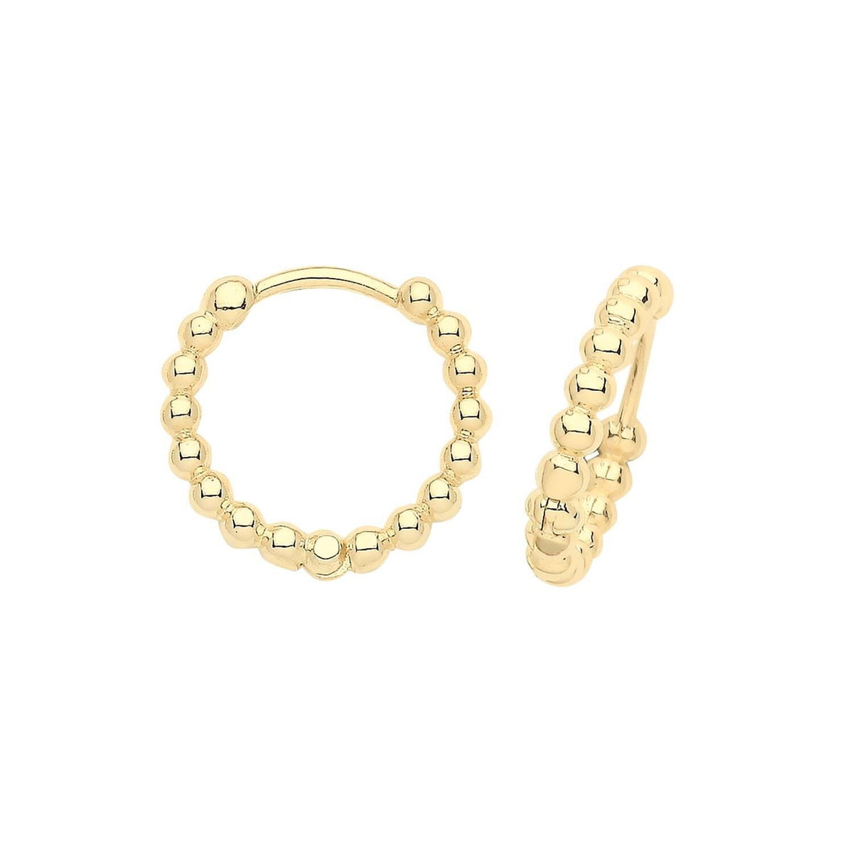 9ct Yellow Gold Bobble Hoop Earrings British Made 375 Hallmarked Brand New Boxed