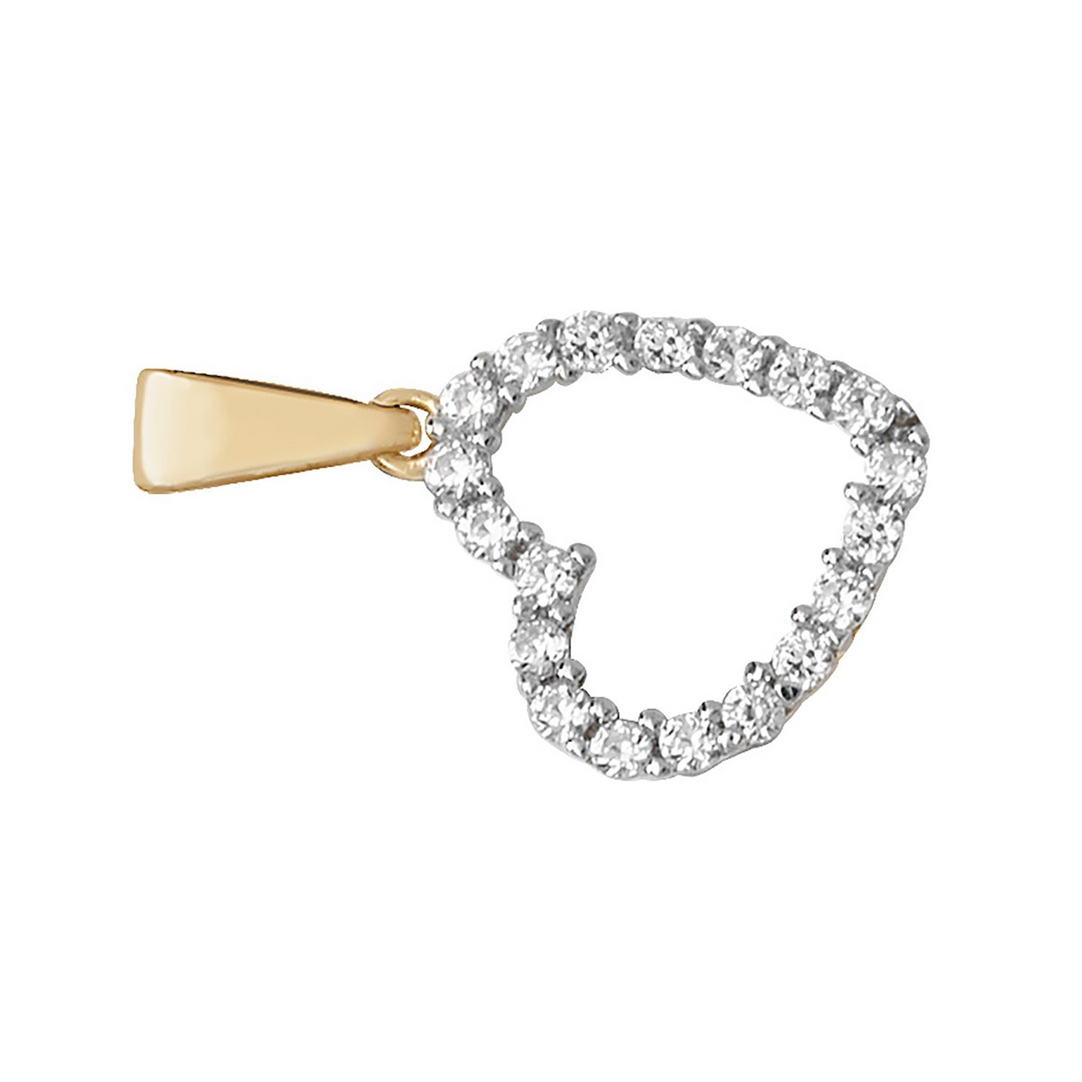 Pavé Heart 9ct Yellow Gold Pendant 375 Hallmark British Made All Chain Lengths
