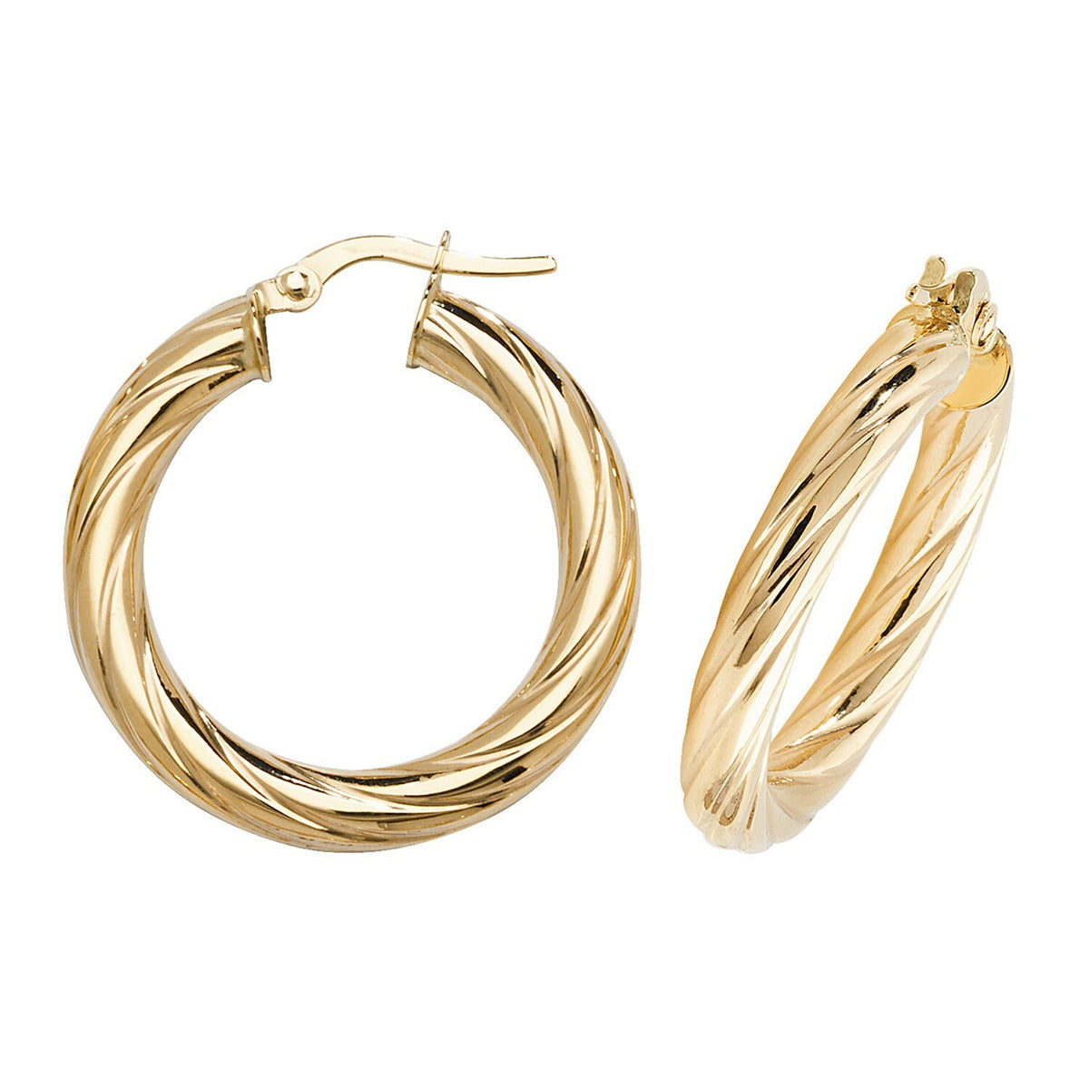 9ct Yellow Gold Woven Hoop Earrings 375 Hallmarked 10mm - 60mm Diameter