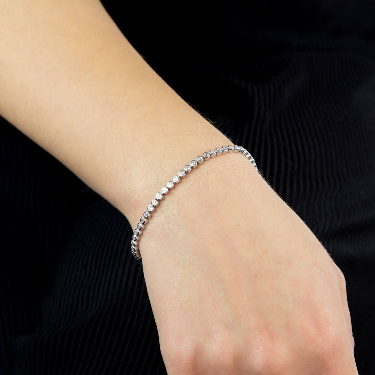 Bezel Set 59 Zircon Bracelet Sterling Silver 925 Hallmarked Brand New Boxed