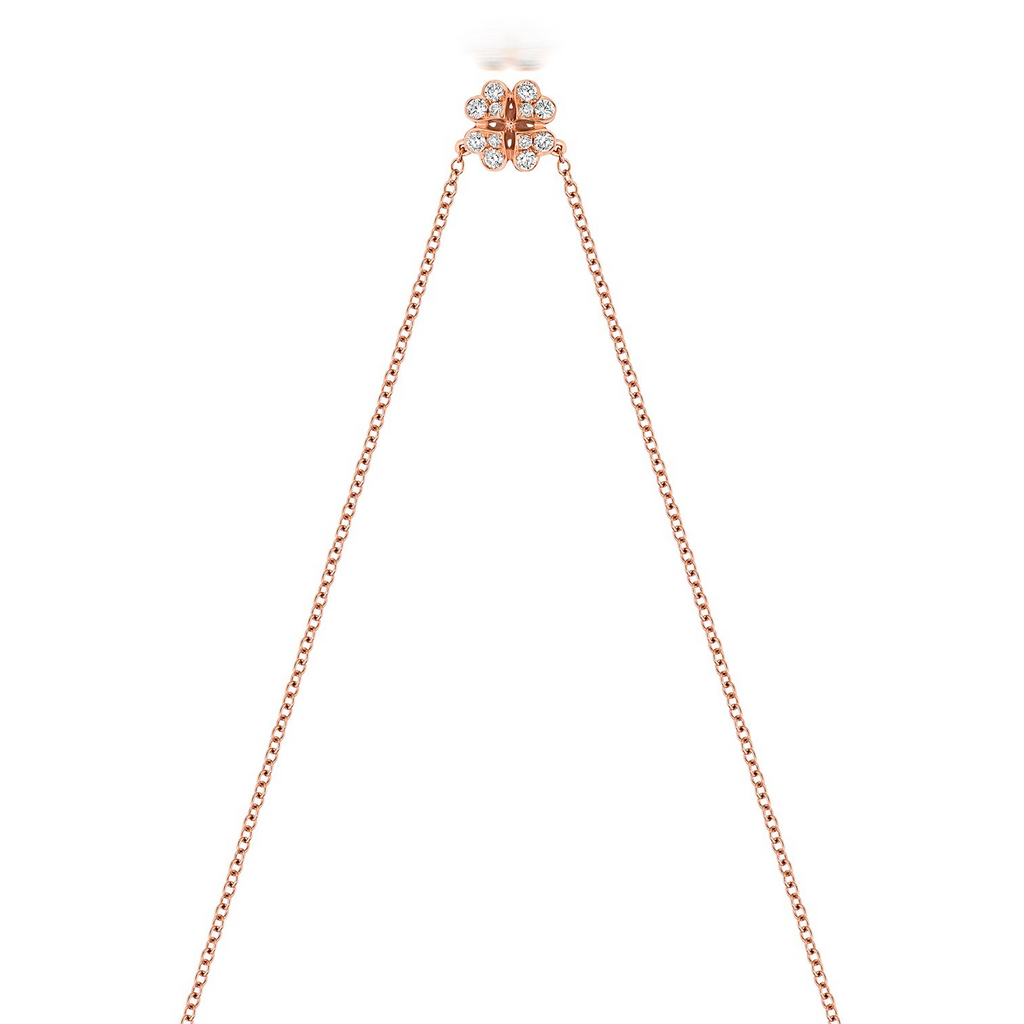 12 Natural Diamond Clover Necklace 18ct Rose Gold Hallmarked British Made