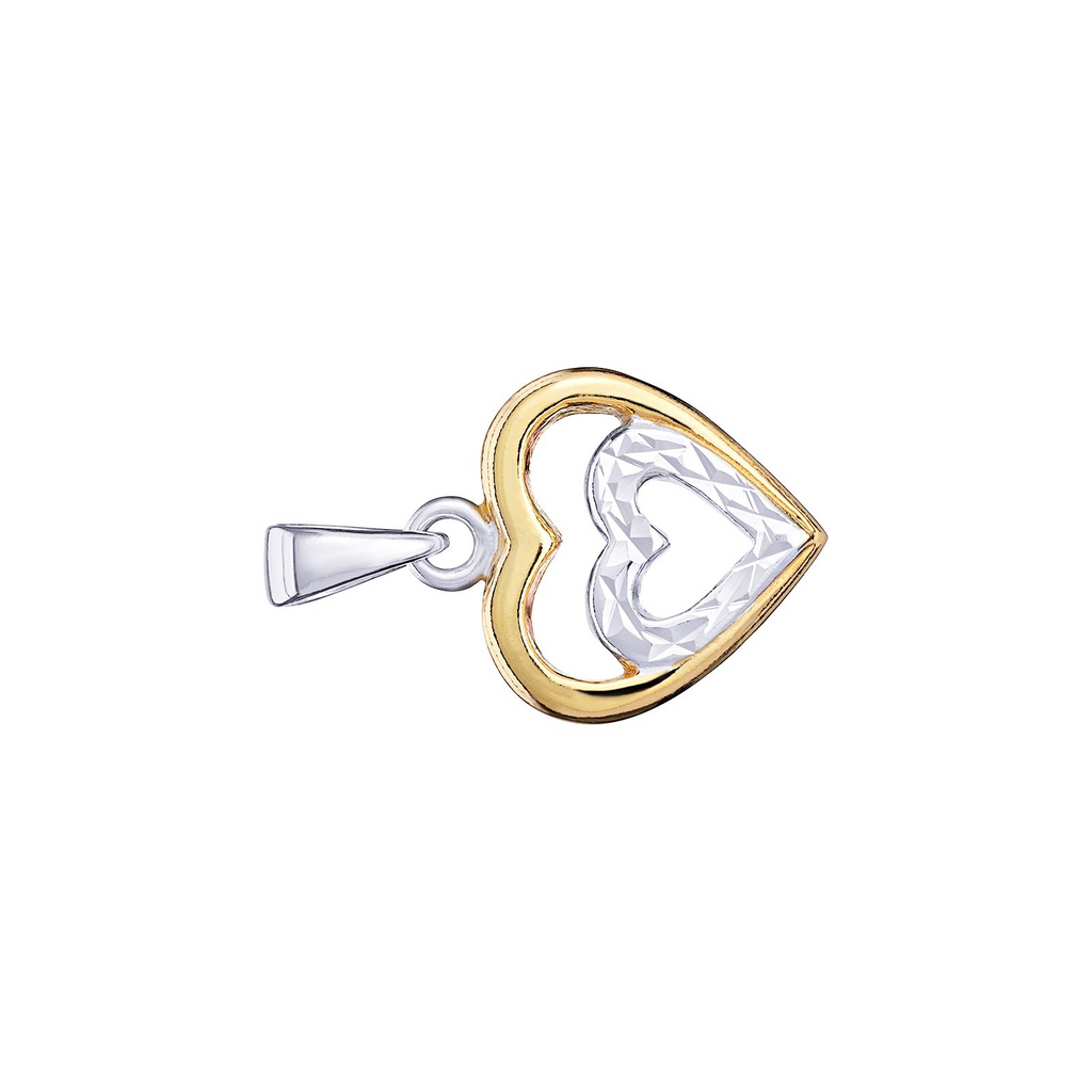 2 Tone Heart Pendant 9ctGold Plated Hallmarked British Made All Chain Lengths