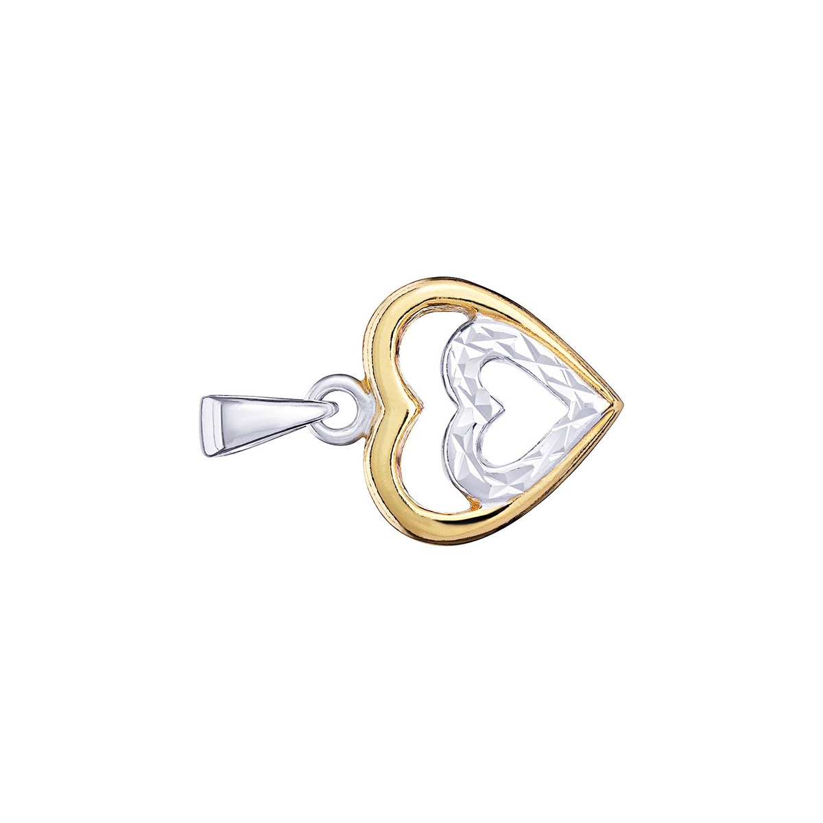 2 Tone Heart Pendant 9ctGold Plated Hallmarked British Made All Chain Lengths