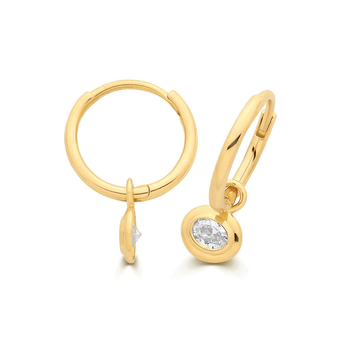 8mm 9ct Yellow Gold Charm Hoop Earrings British Made 375 Hallmarked Brand New
