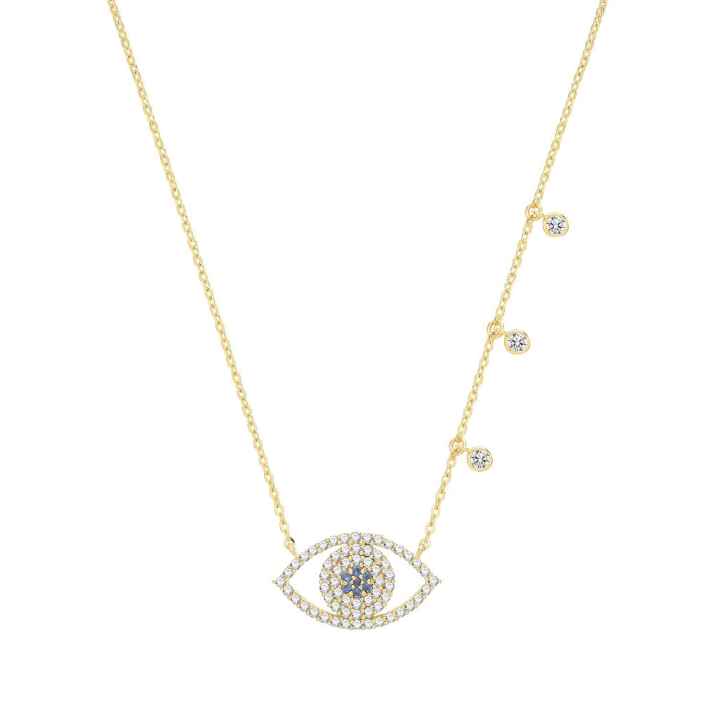 Ladies Statement Evil Eye Necklace 9ct Yellow Gold 375 Hallmarked British Made