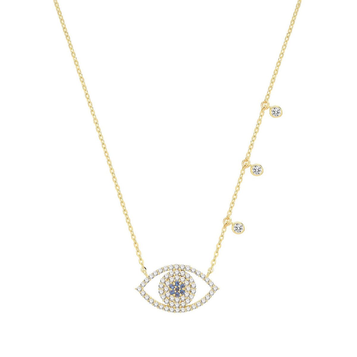 Ladies Statement Evil Eye Necklace 9ct Yellow Gold 375 Hallmarked British Made