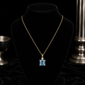 Cushion Natural Blue Topaz 9ct Yellow Gold Pendant Hallmarked All Chain Lengths