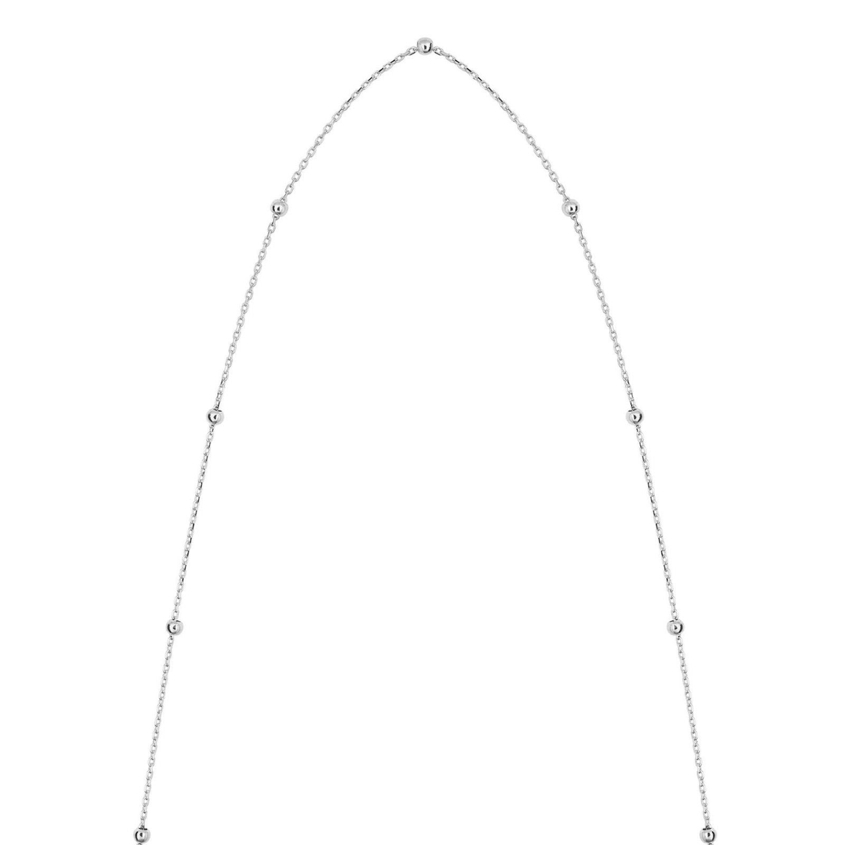 Fine Ball Station Chain Necklace 9ct White Gold 375 Hallmarked British Made