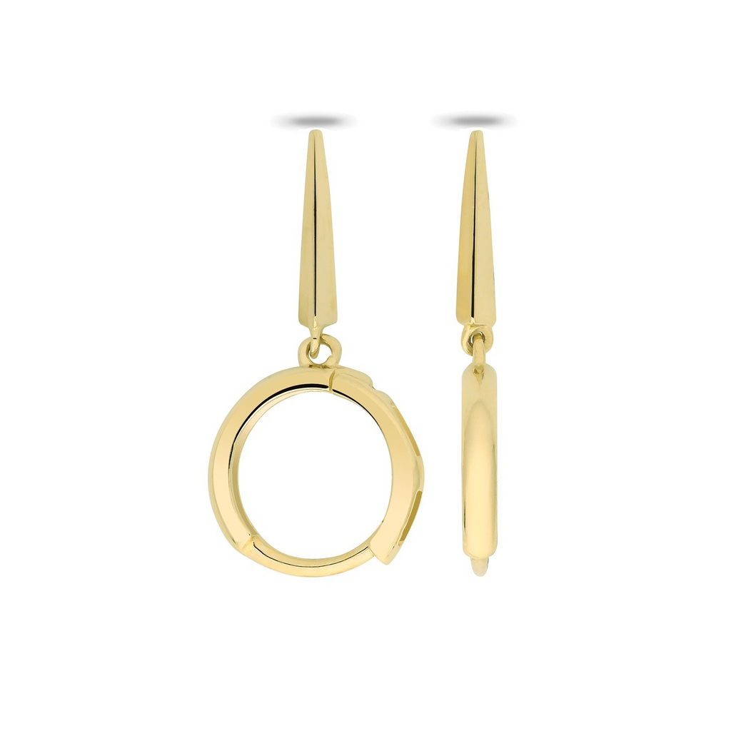8mm Spike Drop Hoops Earrings 9ct Yellow Gold 375 Hallmarked Brand New