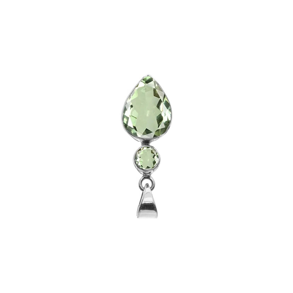 Green Amethyst Teardrop Pendant Sterling Silver 925 Hallmarked All Chain Lengths