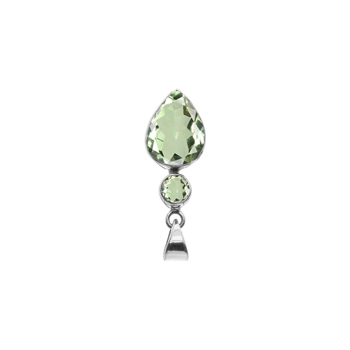 Green Amethyst Teardrop Pendant Sterling Silver 925 Hallmarked All Chain Lengths