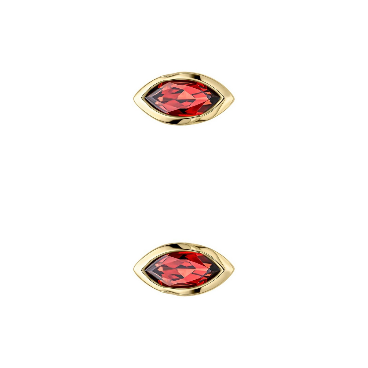 Natural Marquise Garnet Stud Earrings 9ct Yellow Gold 375 Hallmark British Made