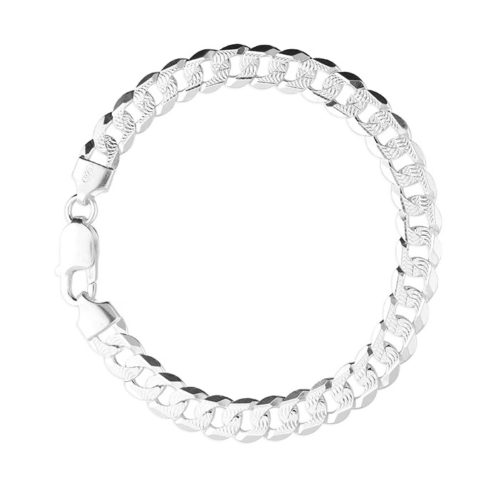 Gents Solid Sterling Silver DC Curb Chain Bracelet British Made 925 Hallmarked
