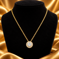 Ladies Round Bezel Set Necklace 9ct Yellow Gold 375 Hallmarked British Made