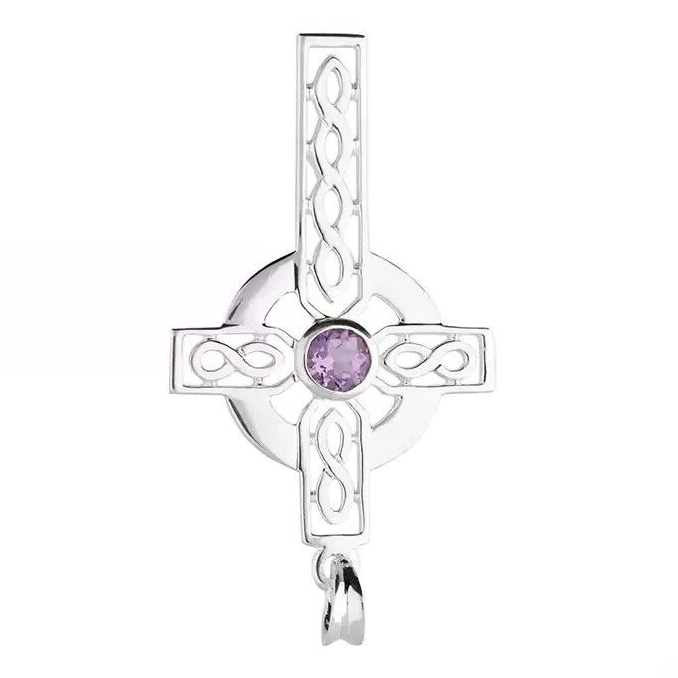 Amethyst Flush Cross Sterling Silver 925 Hallmark British Made All Chain Lengths