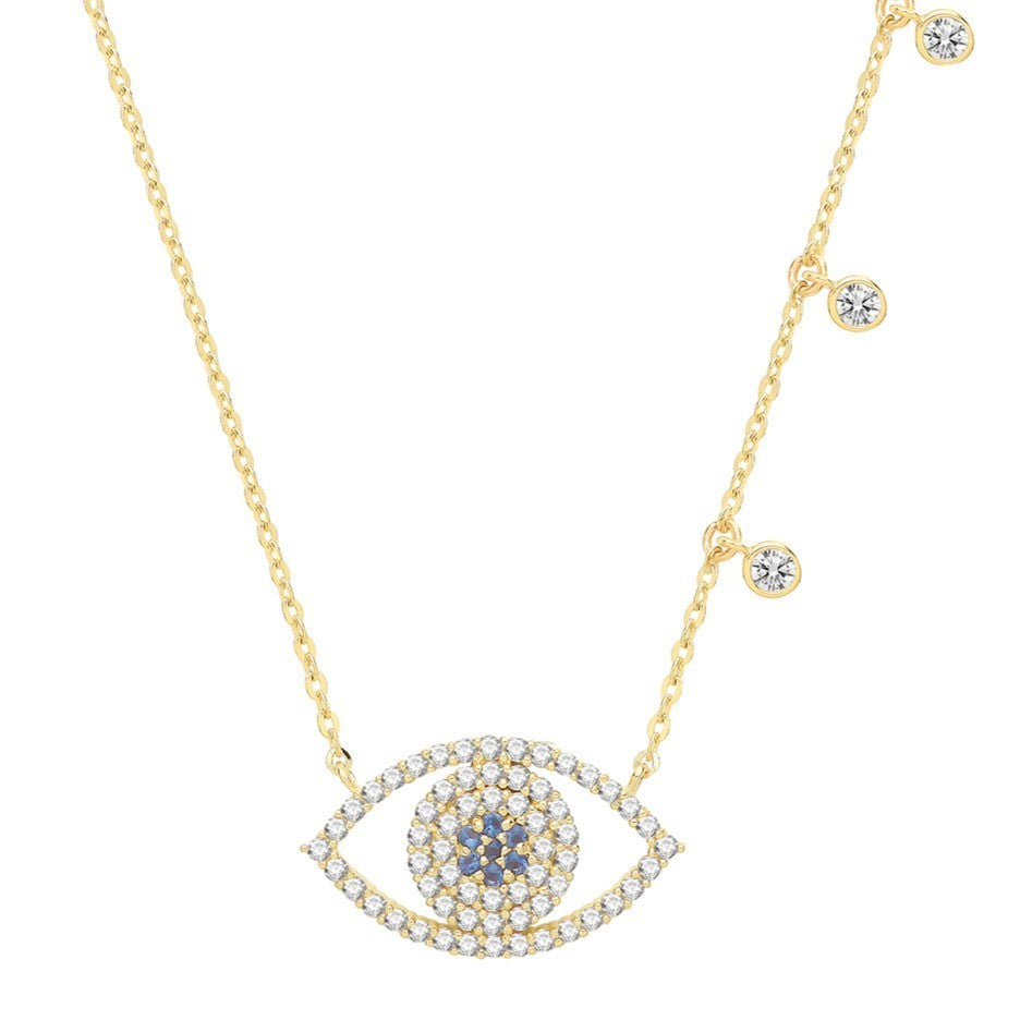 Ladies Statement Evil Eye Necklace 9ct Yellow Gold 375 Hallmarked British Made