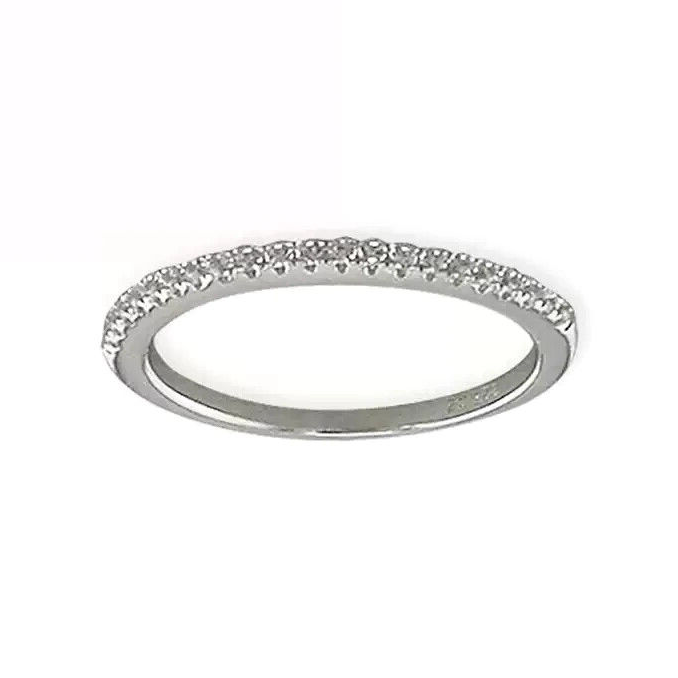 Thin Half Eternity Ring Sterling Silver 925 Hallmarked British Made Size M - S