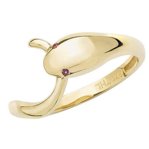 Amethyst Snake Ring 9ct Yellow Gold Hallmarked Sizes J - T British Made