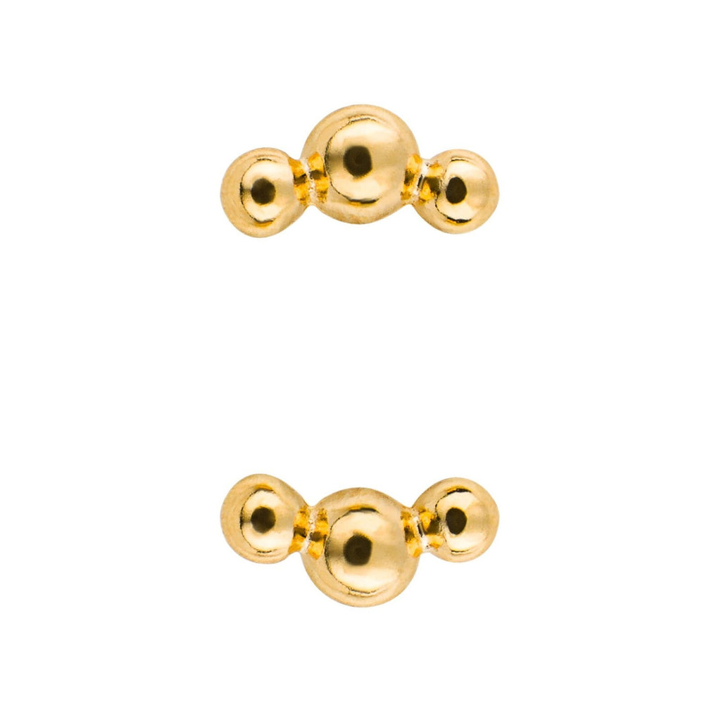 Triple Ball Stud Earrings 9ct Yellow Gold Plated Hallmarked Brand New Boxed
