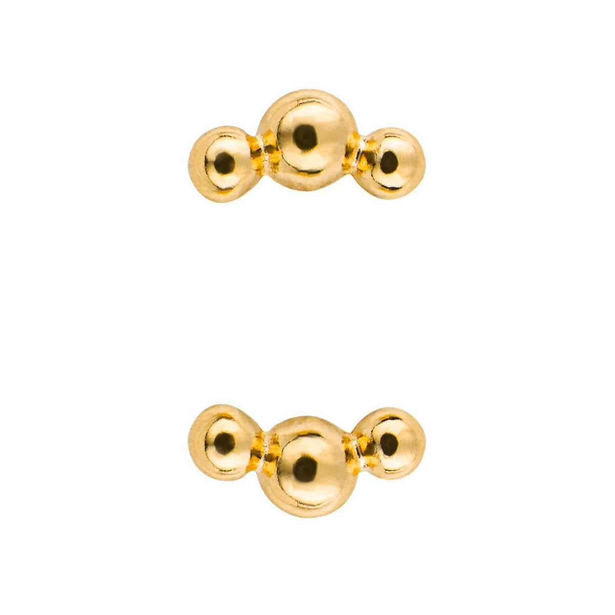 Triple Ball Stud Earrings 9ct Yellow Gold Plated Hallmarked Brand New Boxed