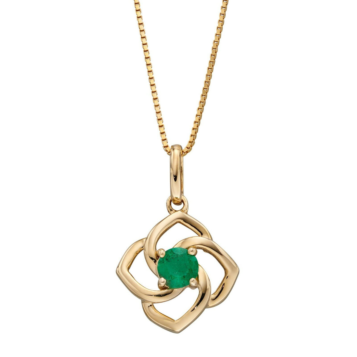 Flower Emerald Pendant 9ct Yellow Gold 375 Hallmarked British Made Brand New