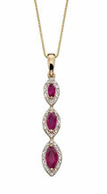 Ruby and Diamond Pendant 9ct Yellow Gold 375 Hallmarked Brand New Boxed