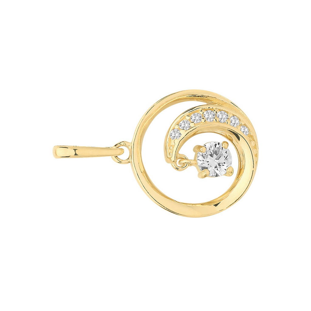 Prong Swirl 9ct Yellow Gold Pendant 375 Hallmarked All Chain Lengths
