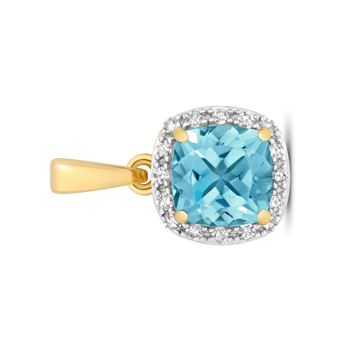 Cushion Topaz Diamond Pendant 9ct Multi Tone Gold 375 Hallmark Chain Lengths