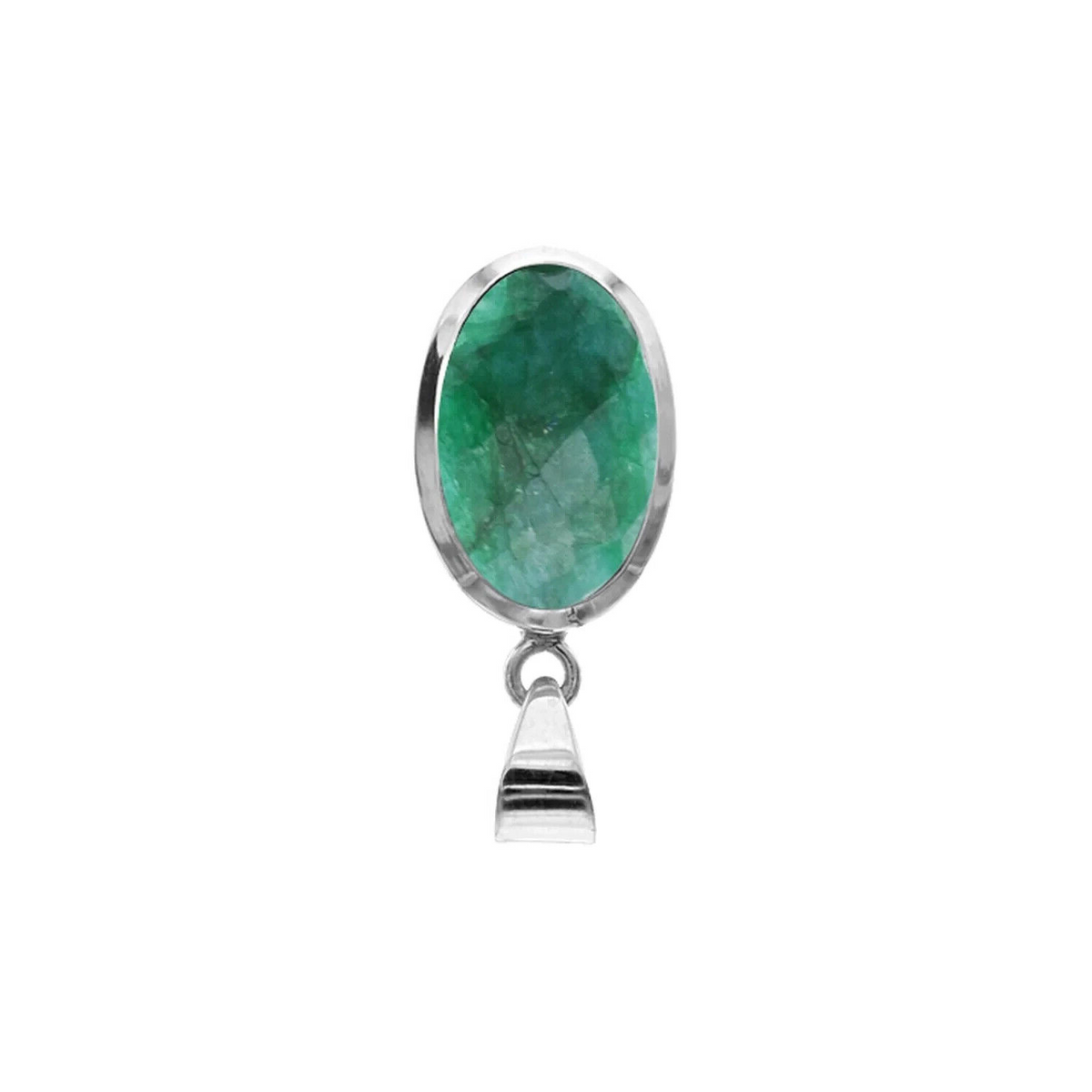 Oval Emerald Quartz Pendant Sterling Silver 925 Hallmarked All Chain Lengths