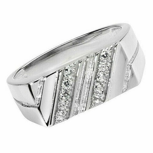 Men's Sterling Silver Ring Pave Set Engagement Gents 925 Hallmarked Sizes M - X