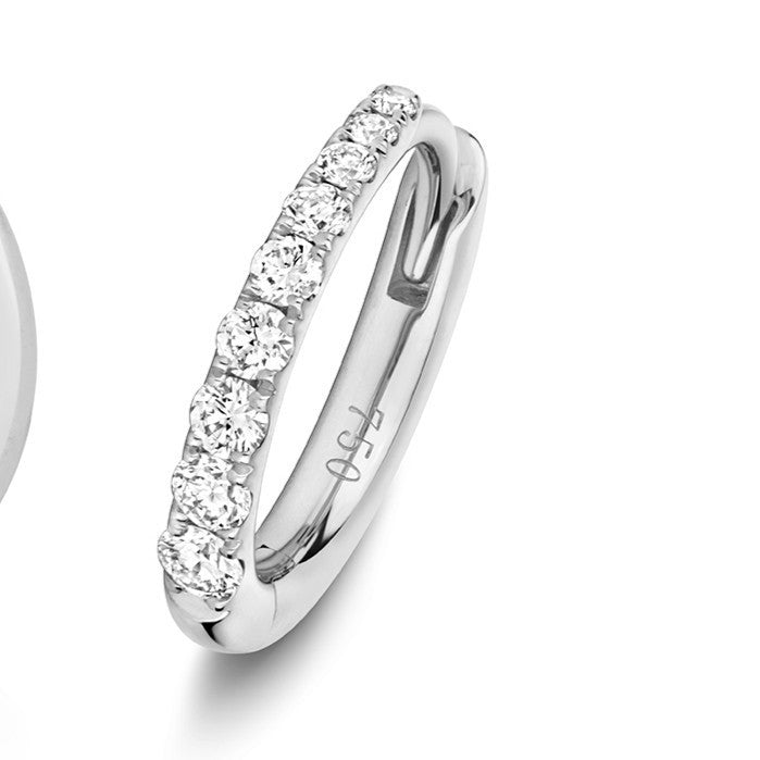 8mm Natural Diamond Hoop Earrings 18ct White Gold Hallmarked British Made