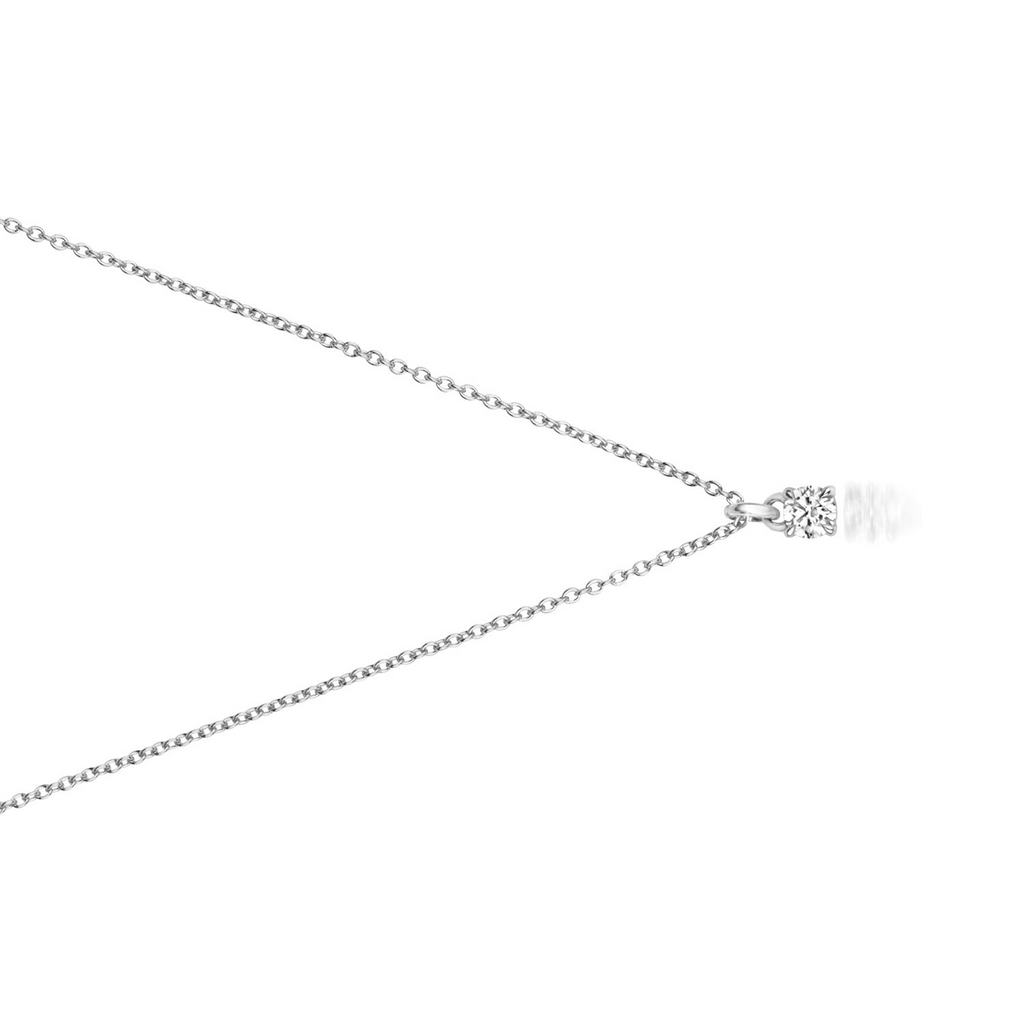 1 Natural Diamond 4 Claw Necklace 18ct White Gold Hallmarked British Made