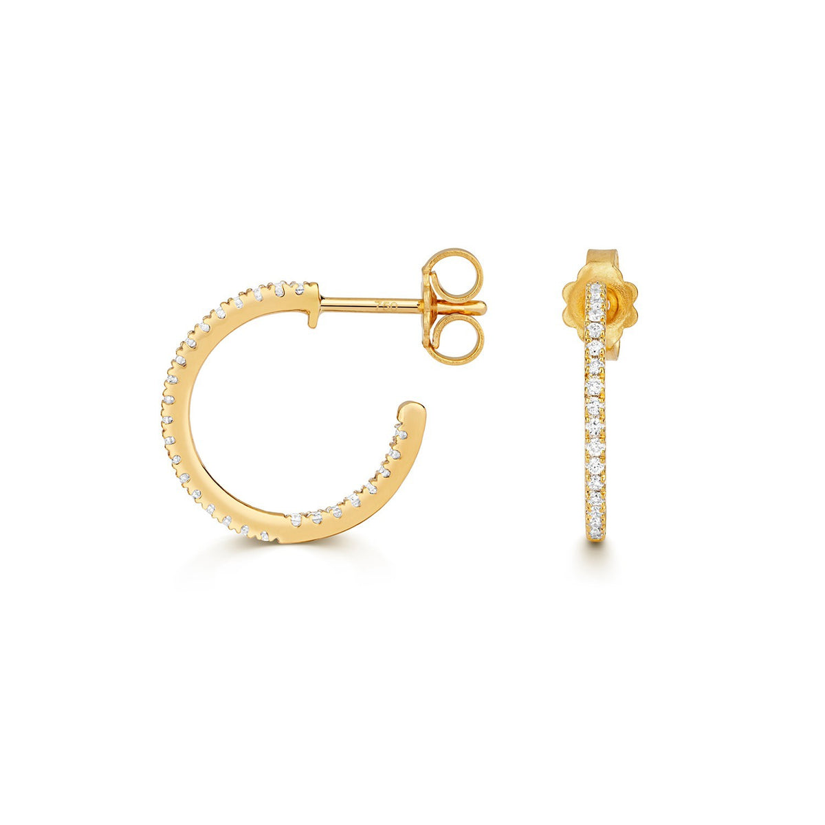 12mm Natural Diamond Hoop Earrings 18ct Yellow Gold Hallmarked British Made
