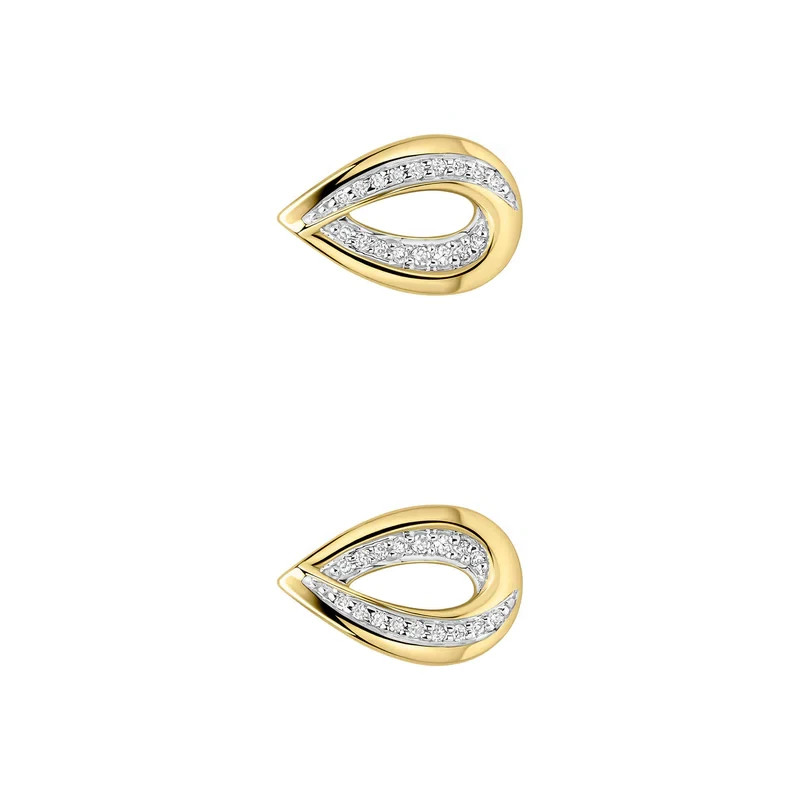 Teardrop Diamond Stud Earrings 9ct Yellow Gold 375 Hallmarked British Made