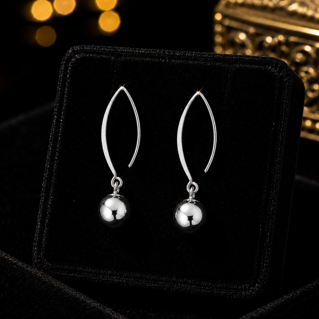 Ball Drop Hook Earrings Sterling Silver 925 Hallmarked Brand New Boxed