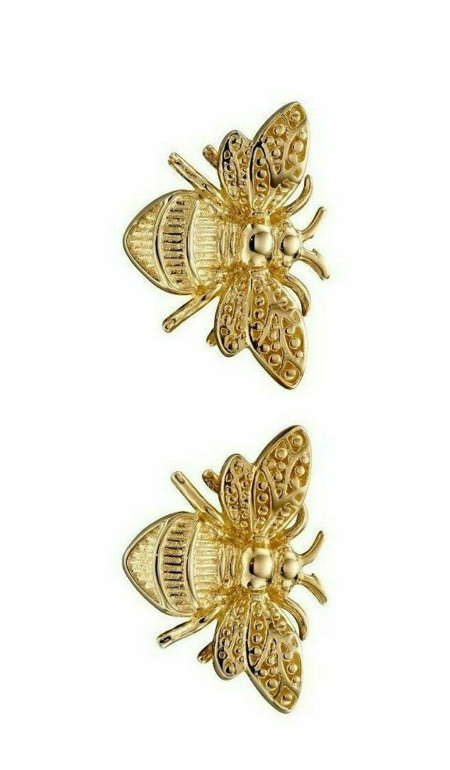 9ct Gold Bee Earrings Stud In Yellow Gold 375 Hallmarked British Made Brand New