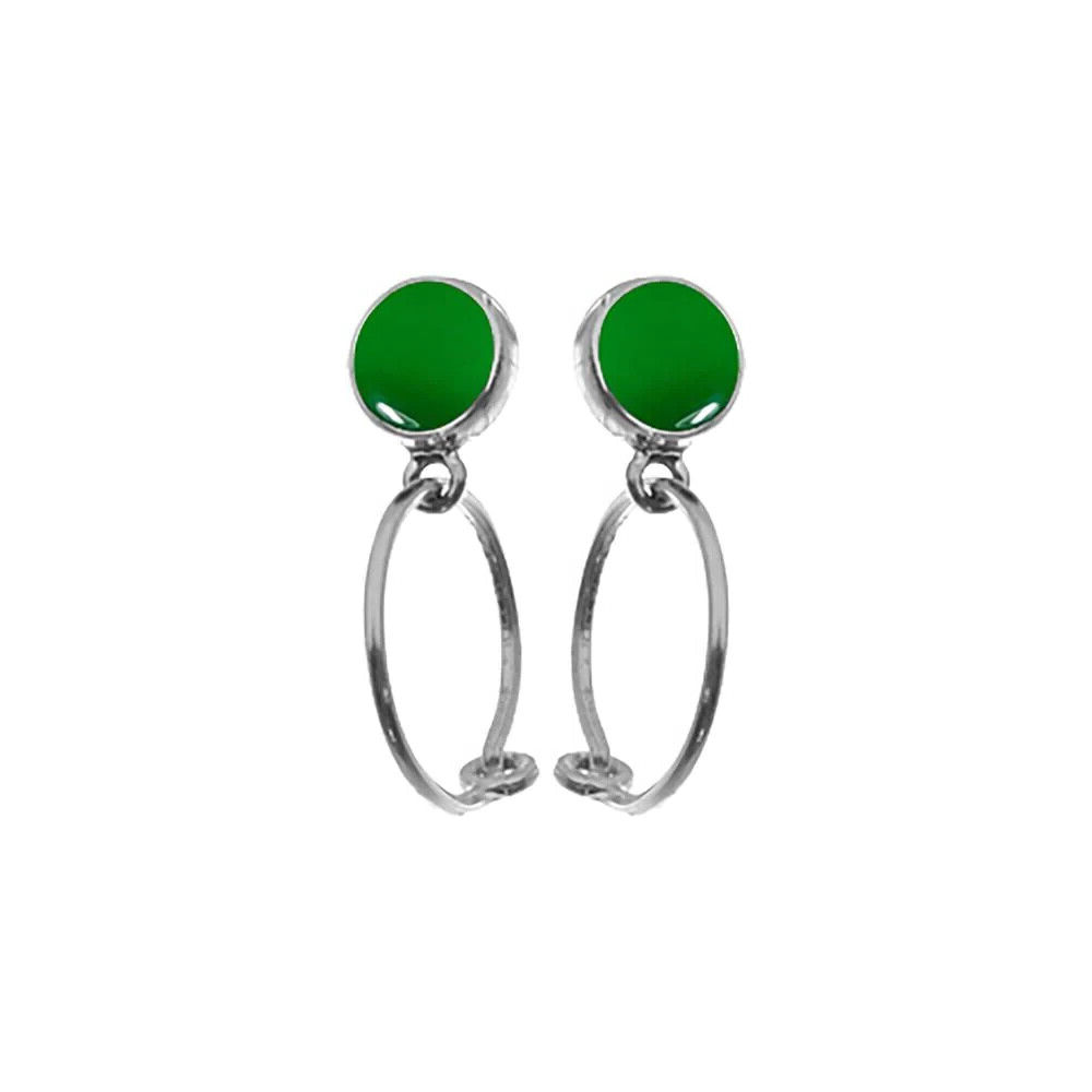 Round Agate Hoop Earrings Sterling Silver 925 Hallmarked Brand New Boxed