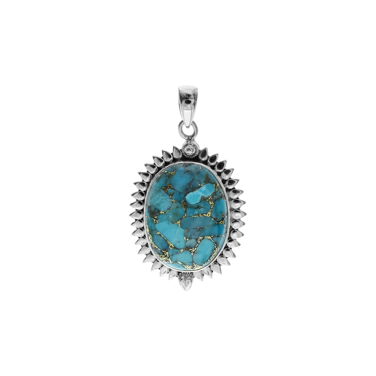 Vintage Oval Turquoise Pendant Sterling Silver 925 Hallmarked All Chain Lengths