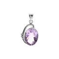 Oval Facetted Amethyst Pendant Sterling Silver 925 Hallmarked All Chain Lengths