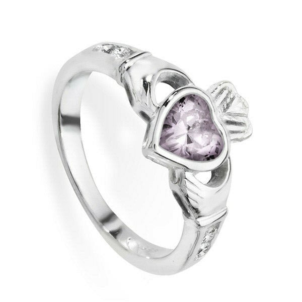 Sterling Silver Tourmaline Ring Claddagh October Stone 925 Hallmarked Size J - R