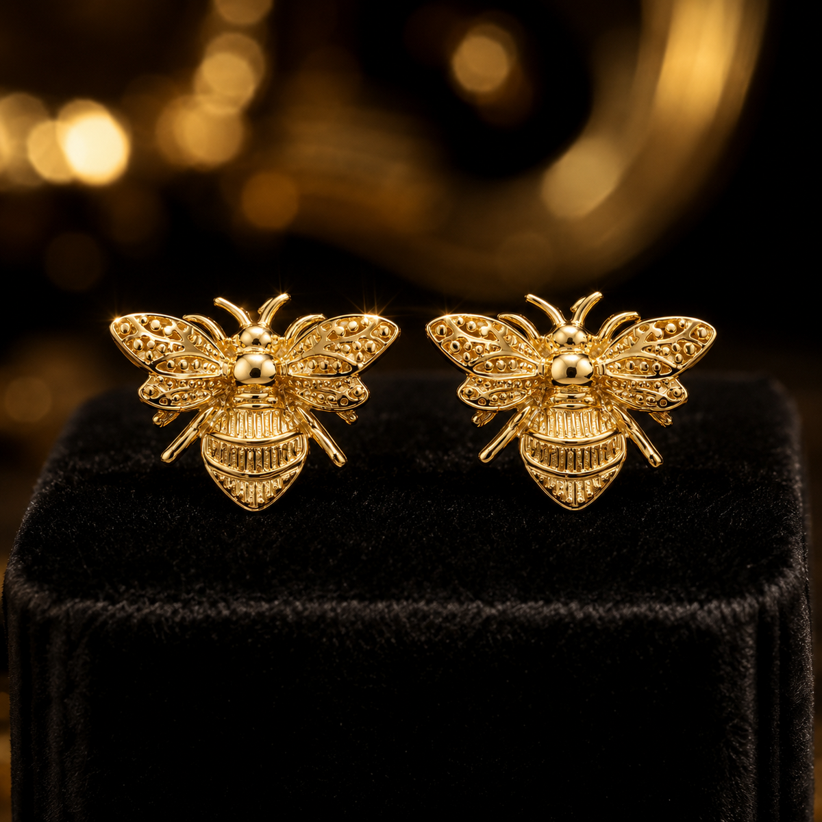 9ct Gold Bee Earrings Stud In Yellow Gold 375 Hallmarked British Made Brand New
