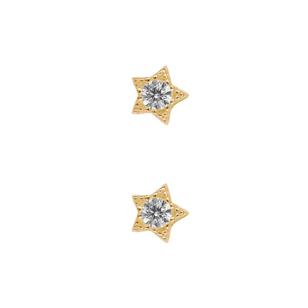 Zircon Star Stud Earrings 9ct Yellow Gold Plated Hallmarked Brand New Boxed