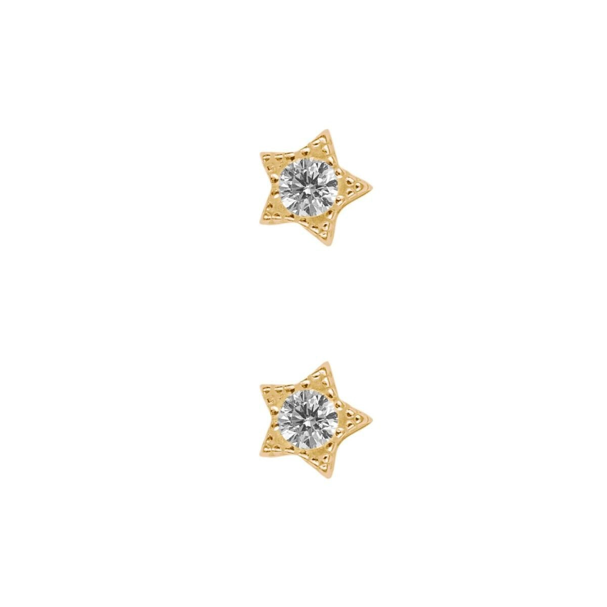 Zircon Star Stud Earrings 9ct Yellow Gold Plated Hallmarked Brand New Boxed