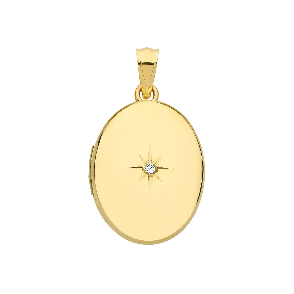 Oval Diamond 9ct Yellow Gold Locket 375 Hallmark British Made All Chain Lengths