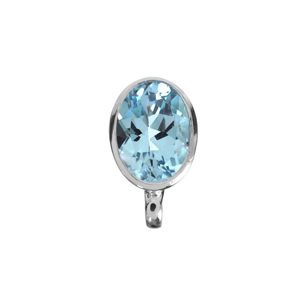 Bezel Blue Topaz Oval Pendant Sterling Silver 925 Hallmarked All Chain Lengths