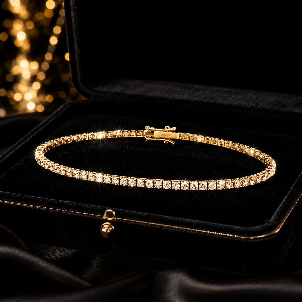 Natural Diamond 18ct Yellow Gold Tennis Bracelet 375 Hallmarked British Made
