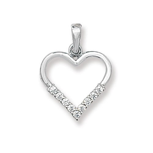 Open Heart 9ct White Gold Pendant 375 Hallmarked British Made All Chain Lengths